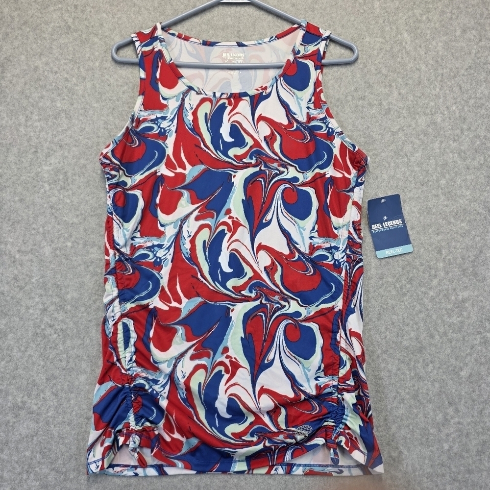 Reel Legends Red and Blue Swirl Tankini Top